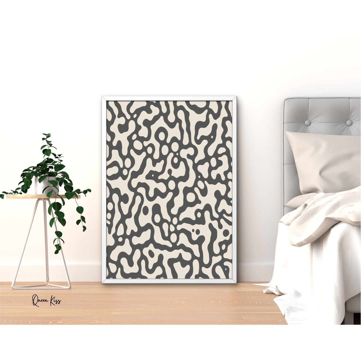 Abstract Black Beige Ocean Ripples Wall Art, Minimalist Instant Printable Poster, Modern Home Aesthetic Decor, Boho Nature Inspired Art