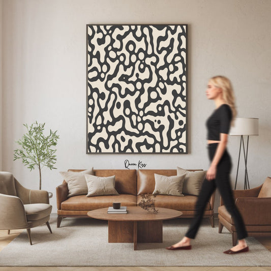 Abstract Black Beige Ocean Ripples Wall Art, Minimalist Instant Printable Poster, Modern Home Aesthetic Decor, Boho Nature Inspired Art