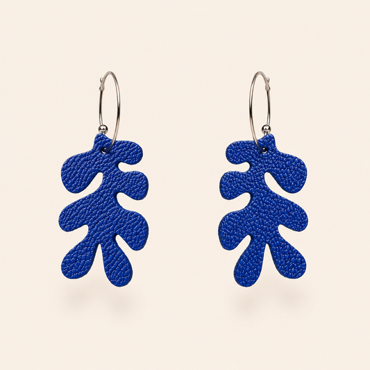Organic Coral Leather Earrings • Sculptural Genuine Leather Statement Earrings • Modern Wearable Art Jewellery