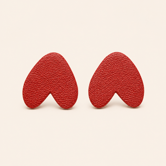 Abstract Heart Leather Earrings • Sculptural Inverted Heart Statement Studs • Wearable Art Jewellery