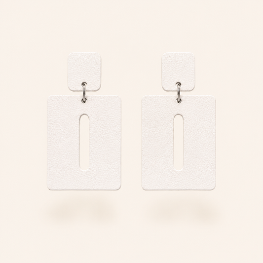 Minimal Modern Rectangle Statement Leather Earrings • Sculptural Wearable Art Jewellery
